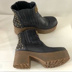 Black studded platform boots